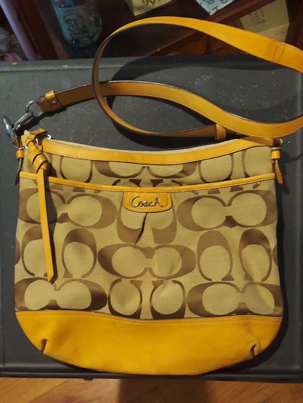 Coach Signature Canvas Crossbody in Tan and Beige
